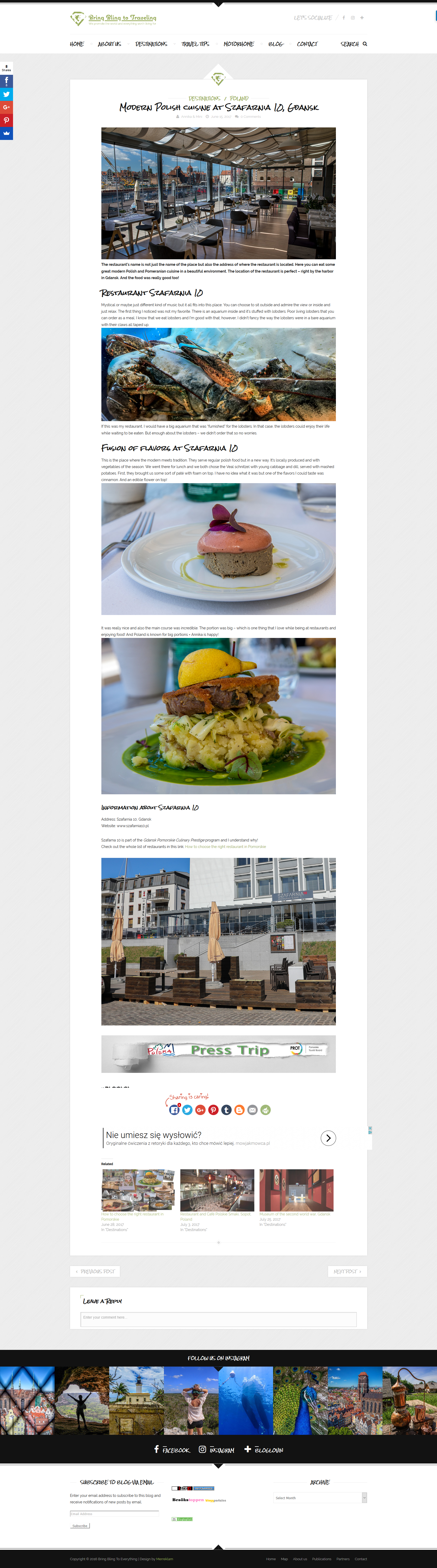 Modern Polish cuisine at Szafarnia 10 Gdansk Bring Bling to Traveling   2017 07 26 13.46.03